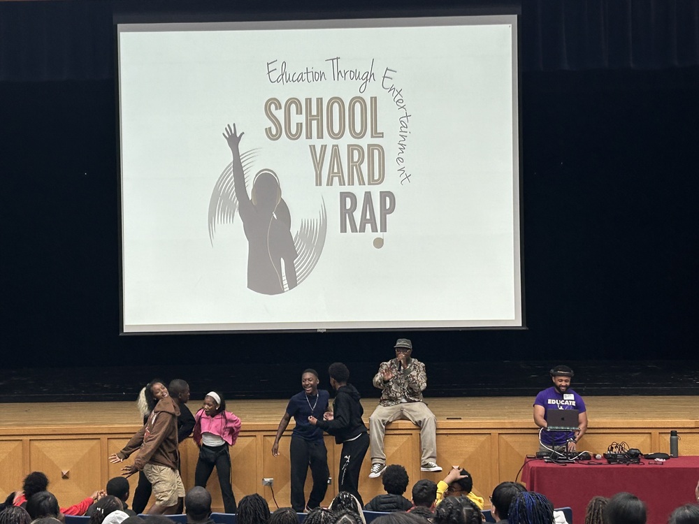 School yard rap visit at Southeast Delco schools.