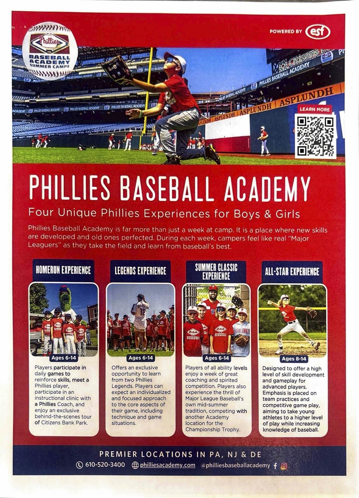 Phillips Baseball Academy flyer.