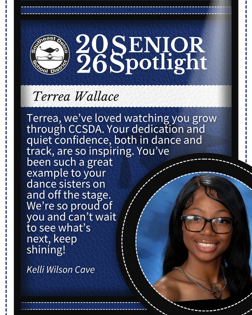 Senior spotlight for Terrea Wallace highlighting her dedication and inspiring confidence in dance and track at CCSDA 2026.