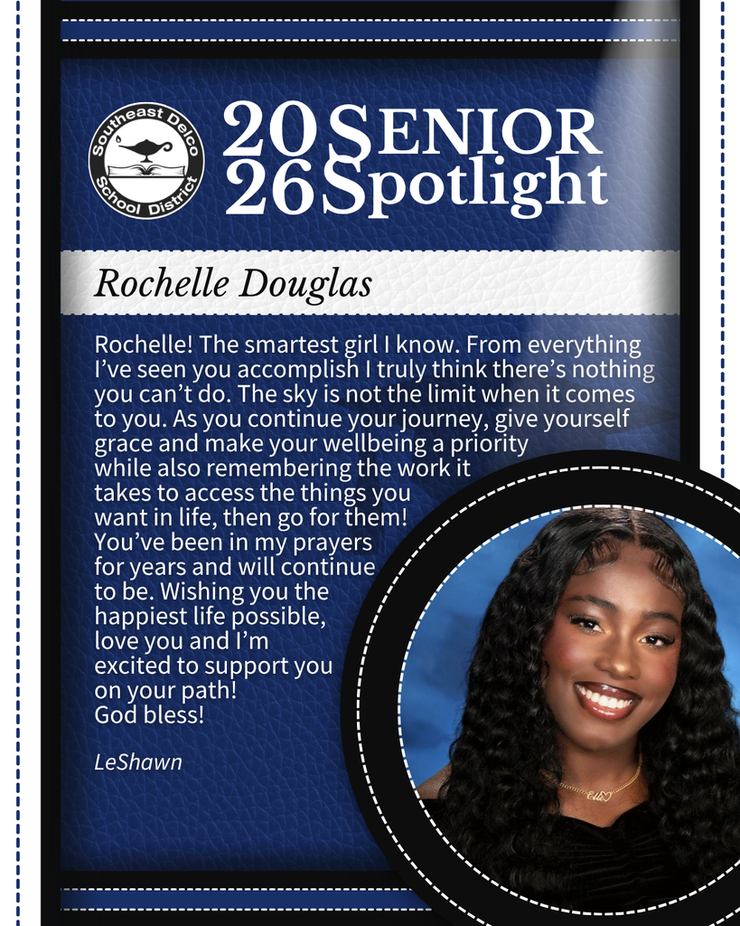 2026 Senior Spotlight featuring Rochelle Douglas with a heartfelt message encouraging her to prioritize wellbeing and pursue her dreams.