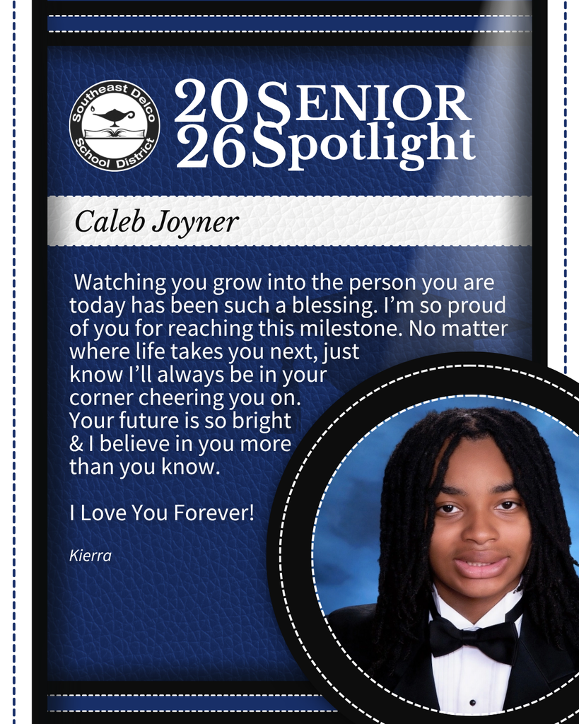 Senior spotlight for Caleb Joyner with a heartfelt message from Kierra celebrating his growth and bright future.