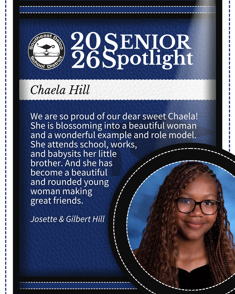 Senior spotlight on Chaela Hill with braided hair, recognized for her growth, school attendance, work, and caring for her brother.