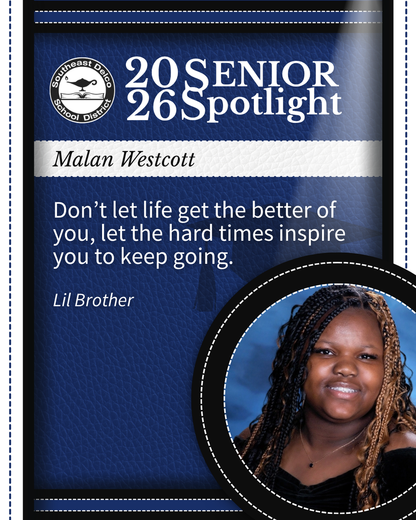 Senior spotlight for Malan Westcott with an inspirational quote about overcoming hard times and perseverance.
