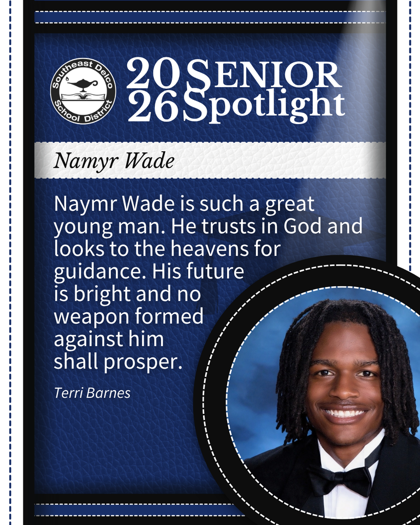 Senior spotlight for Namyr Wade highlighting his faith and bright future with a formal portrait in a tuxedo.
