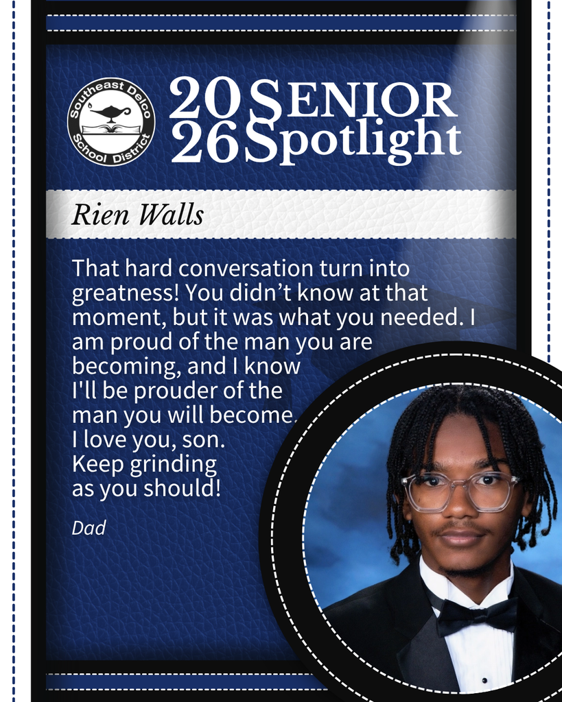 Senior spotlight for Rien Walls with a heartfelt message from his dad expressing pride and encouragement during his 2026 graduation year.