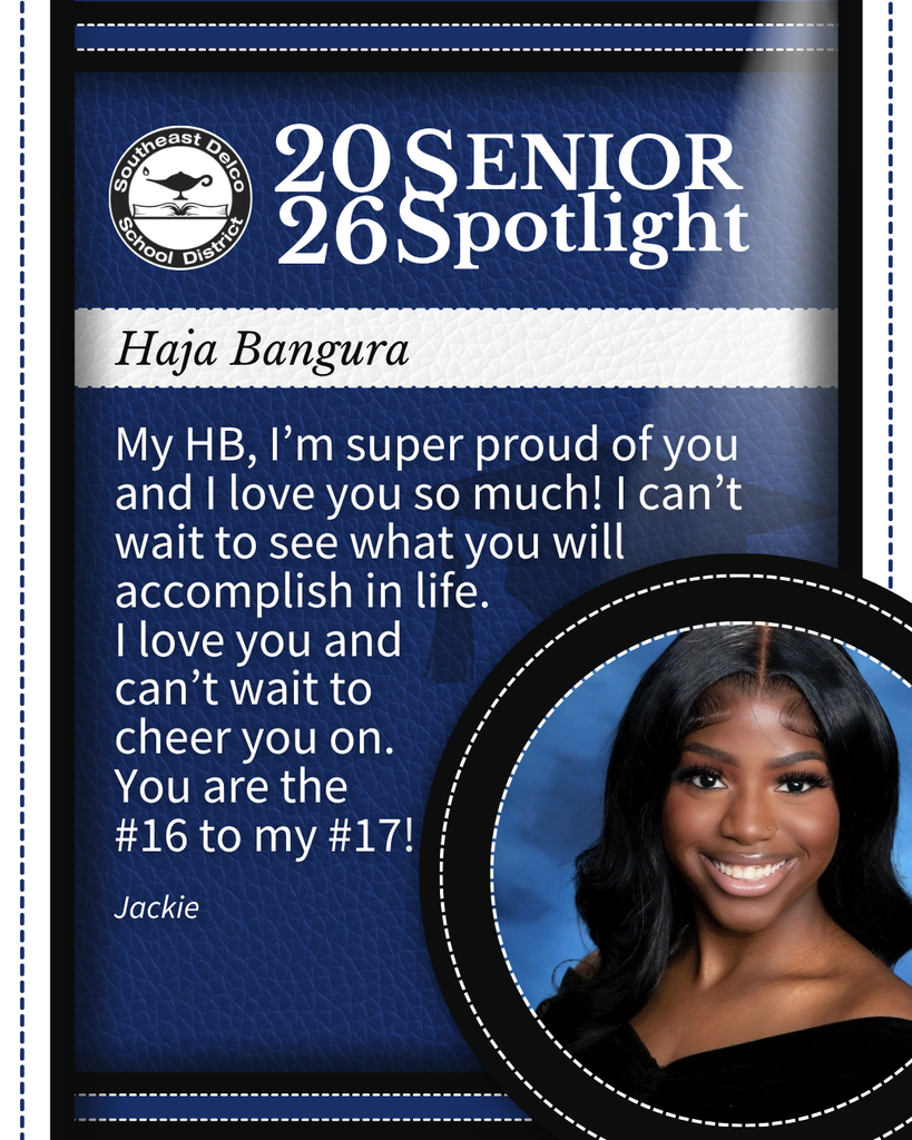 Senior spotlight for Haja Bangura with a heartfelt message from Jackie expressing pride and love, highlighting anticipation for future achievements.