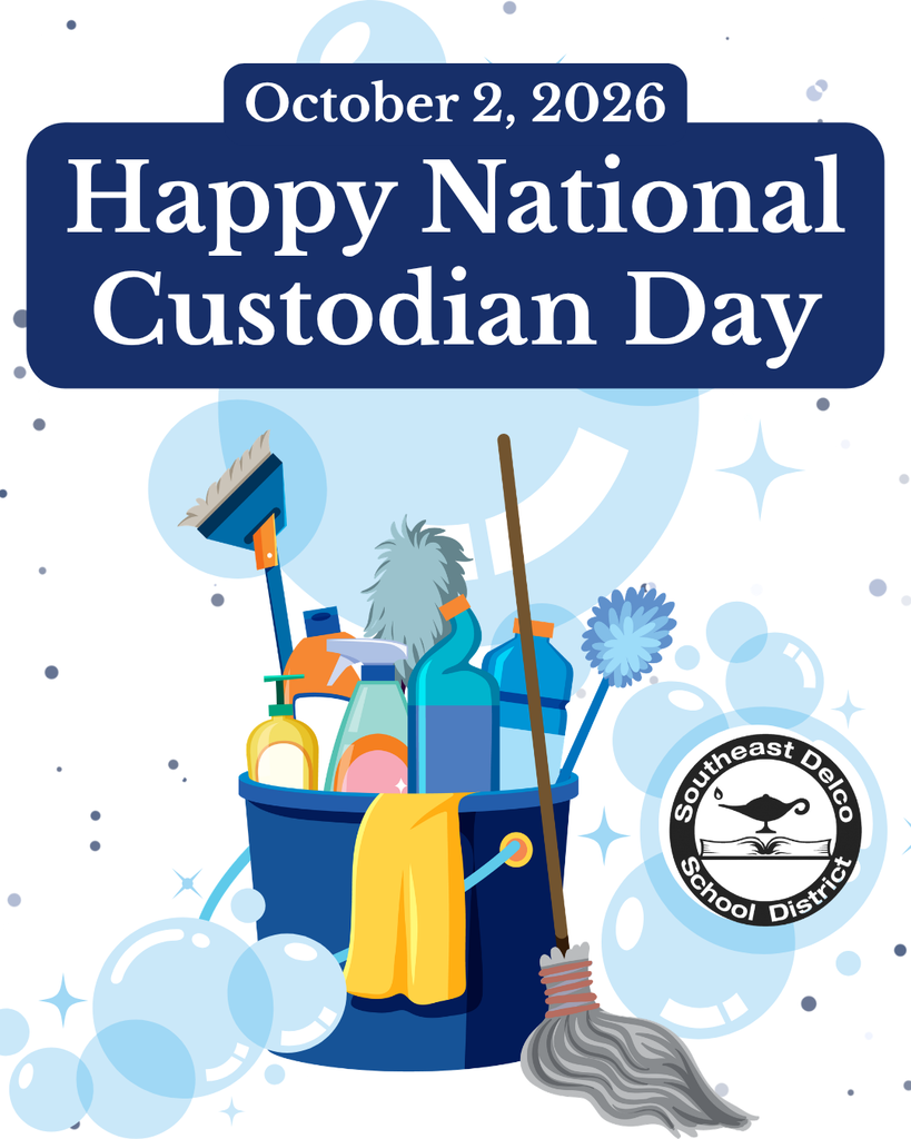 Illustration of cleaning supplies in a bucket with mop and broom, celebrating National Custodian Day on October 2, 2026.