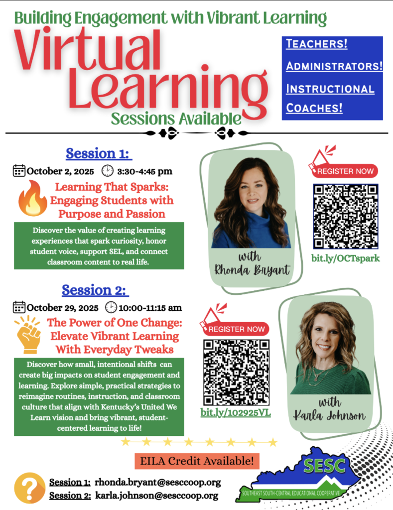 Building Engagement with Vibrant Learning- Virtual Learning opportunity flyer