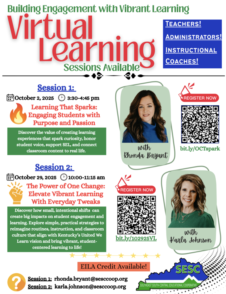 Building Engagement with Vibrant Learning- Virtual Learning opportunity flyer
