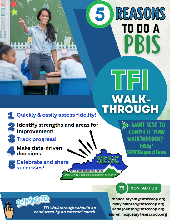 5R easons to do a PBIS TFI Walkthrough flyer