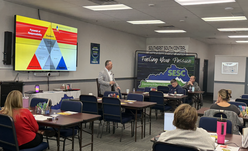 Larry Thompson presenting Responsibility Centered Discipline to SESC participants