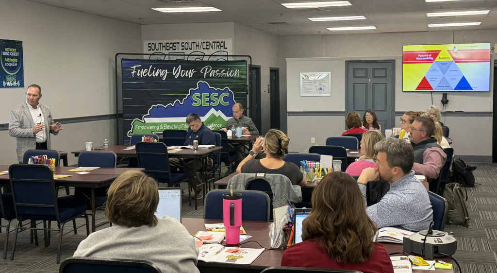 Larry Thompson presenting Responsibility Centered Discipline to SESC participants