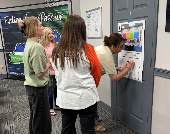 Adults participating in a training session