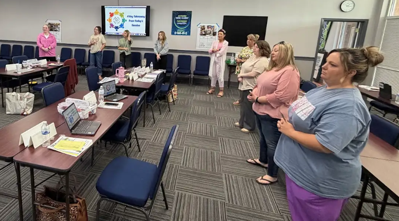 Adults participating in a training session
