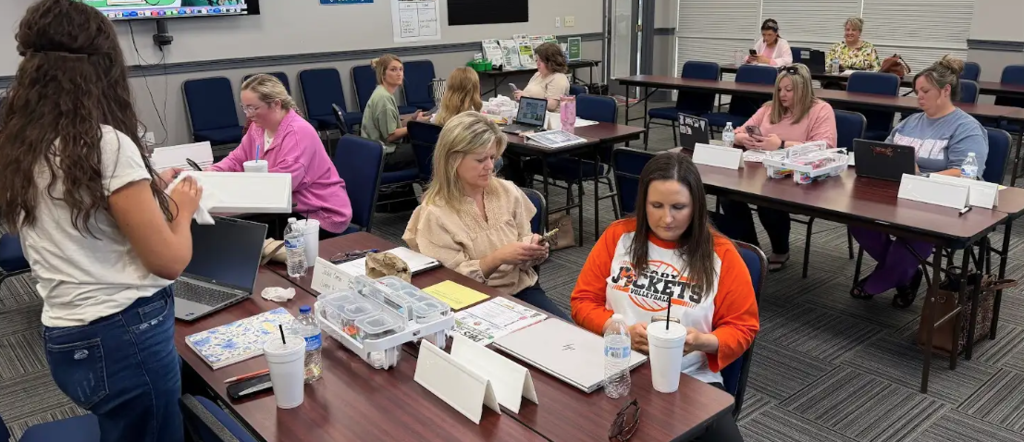 Adult learners participating in a training session