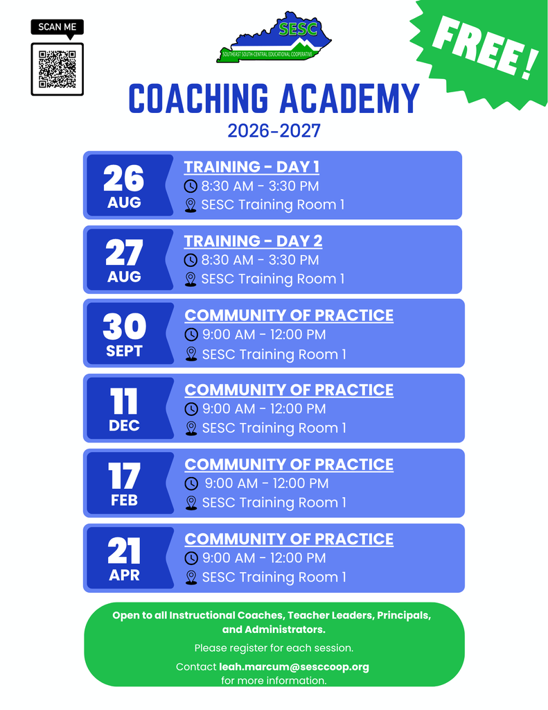 Schedule of upcoming Coaching Academy Trainings