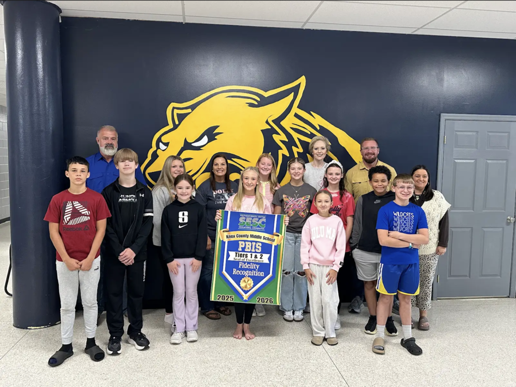 students with banner
