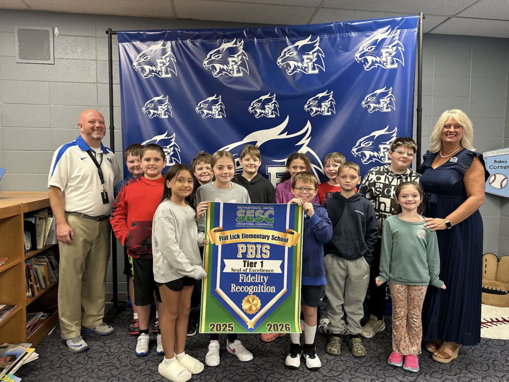 students with banner