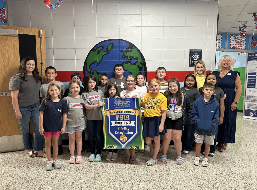 students with banner