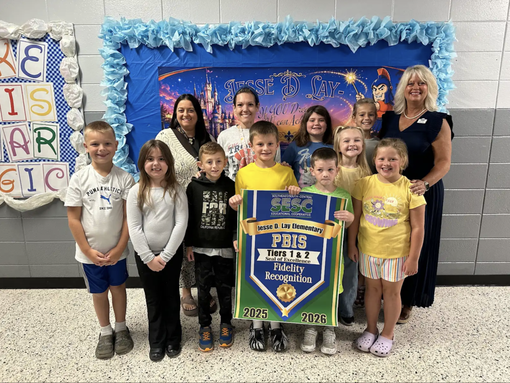 students with banner