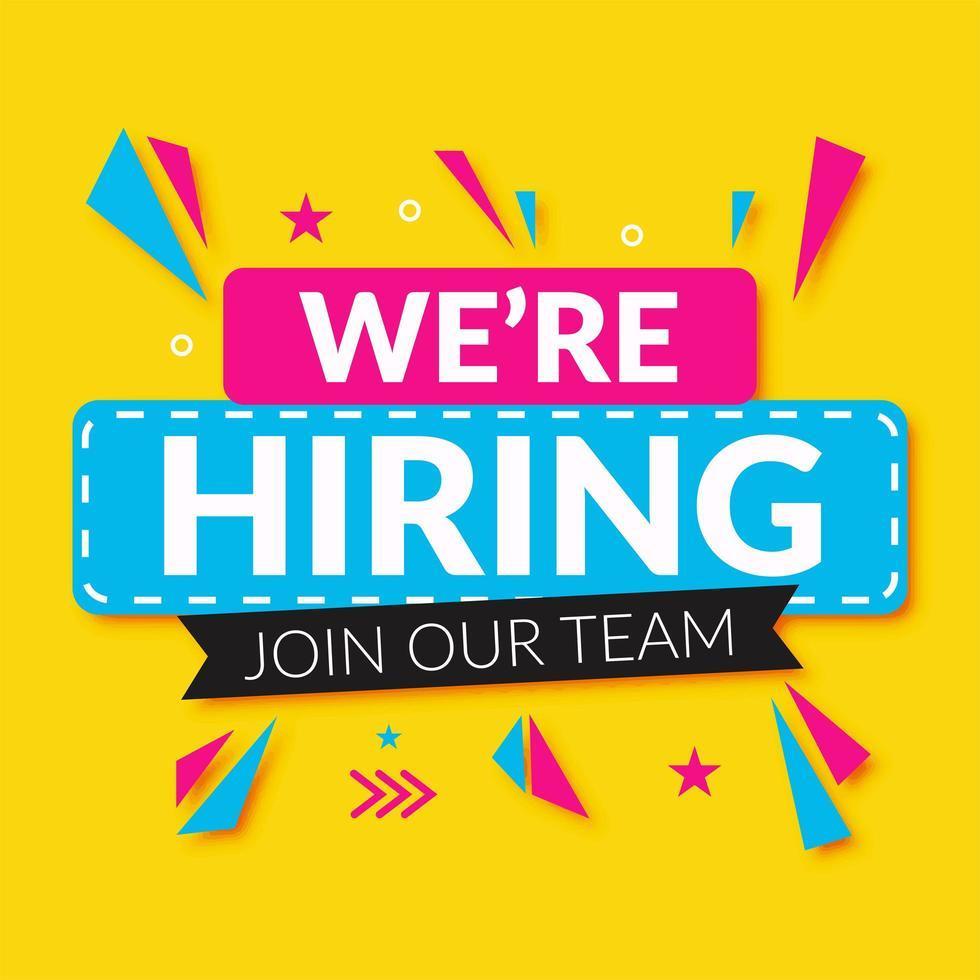 Yellow background we're hiring