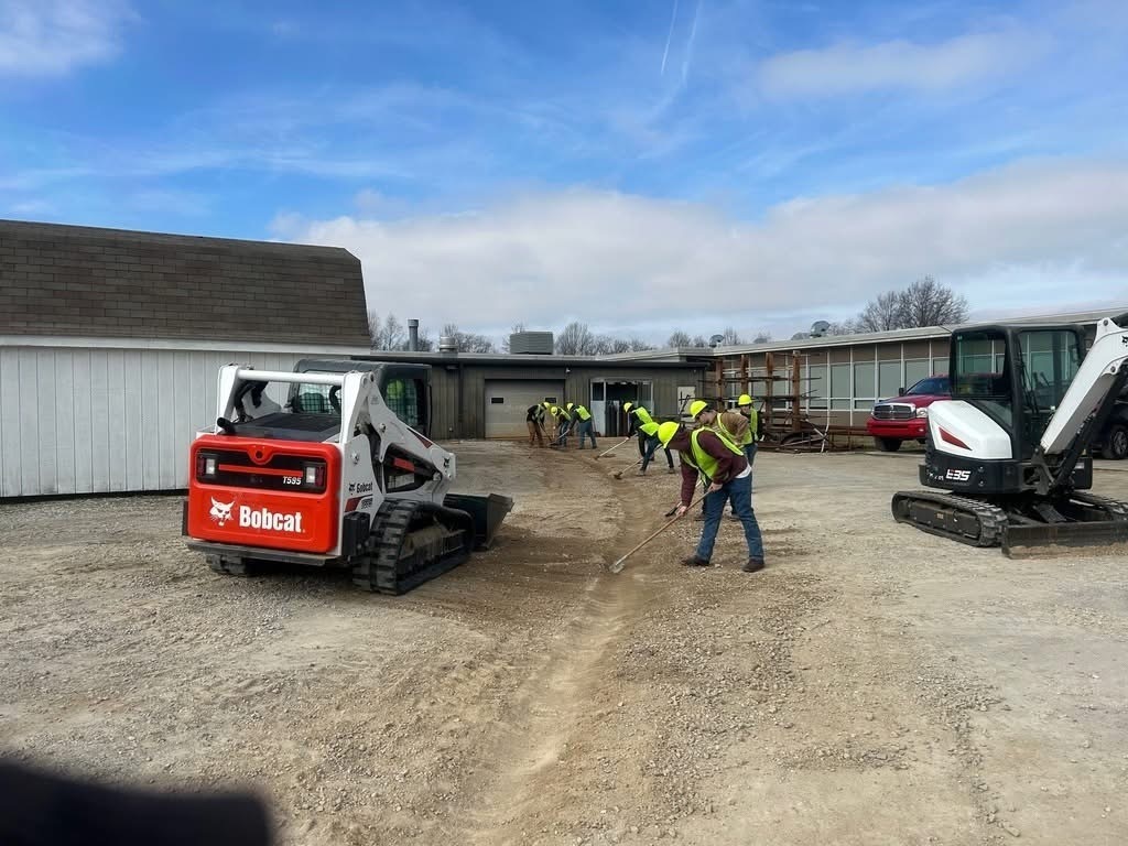 boys working on gravel