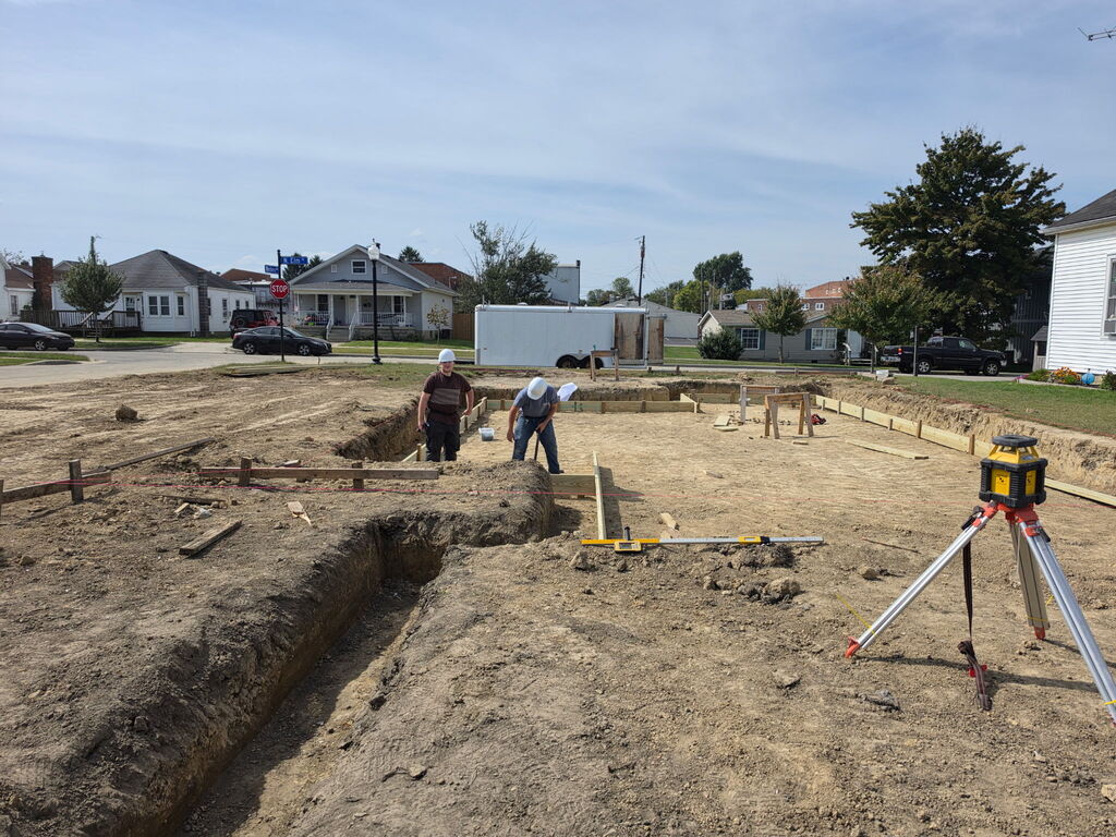 Building Trades II Class working on footers for the new project house.