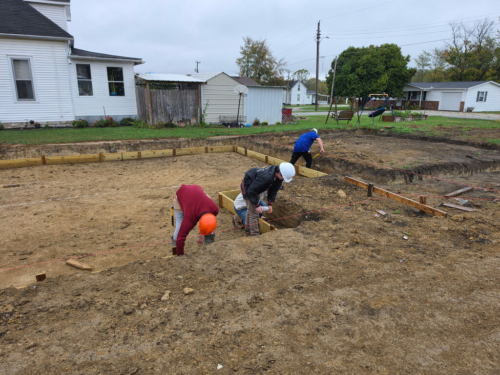 Building Trades II Class working on footers for the new project house.