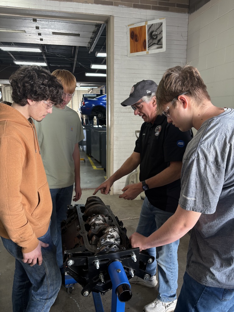 🔧 Auto I students are getting hands-on experience with brake maintenance, removing camshafts and rocker arms, and learning how to remove cylinder heads.