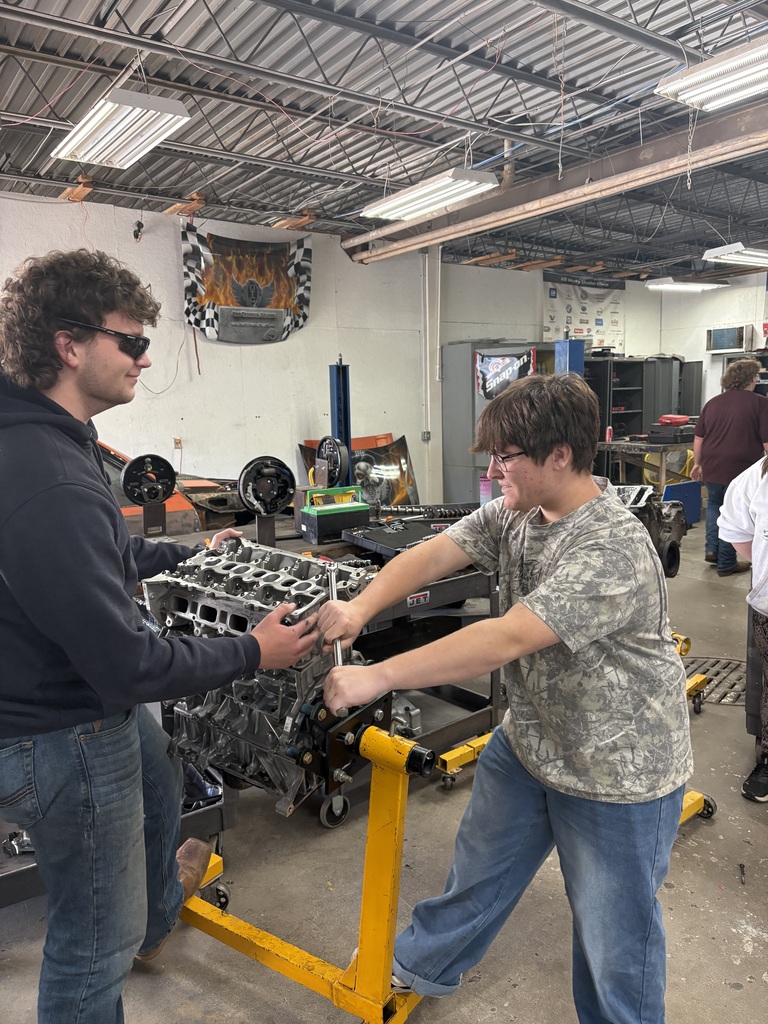 🔧 Auto I students are getting hands-on experience with brake maintenance, removing camshafts and rocker arms, and learning how to remove cylinder heads.