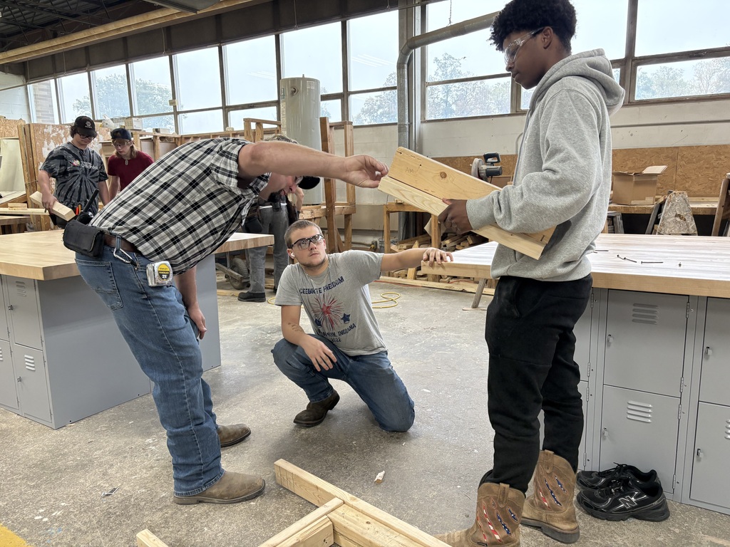 Building Trades I students are putting their skills to work as they continue their framing unit!