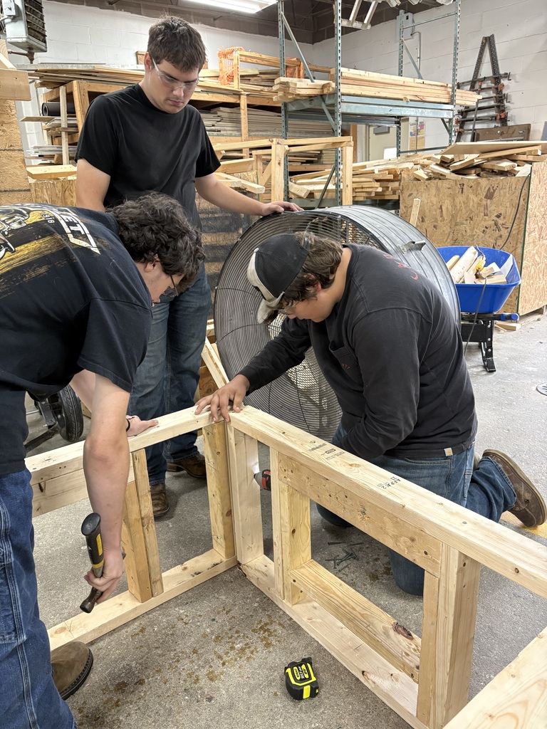 Building Trades I students are putting their skills to work as they continue their framing unit!