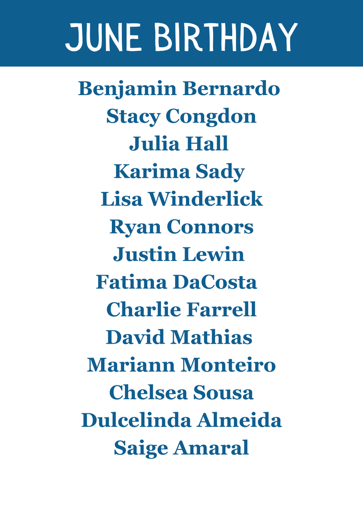 List of SMEC staff June Birthdays