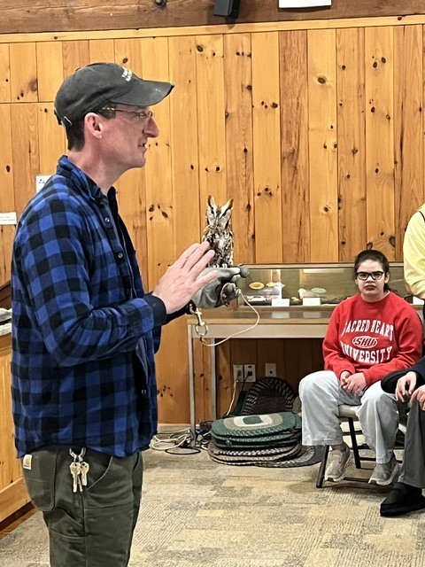 Presenter explaining the birds