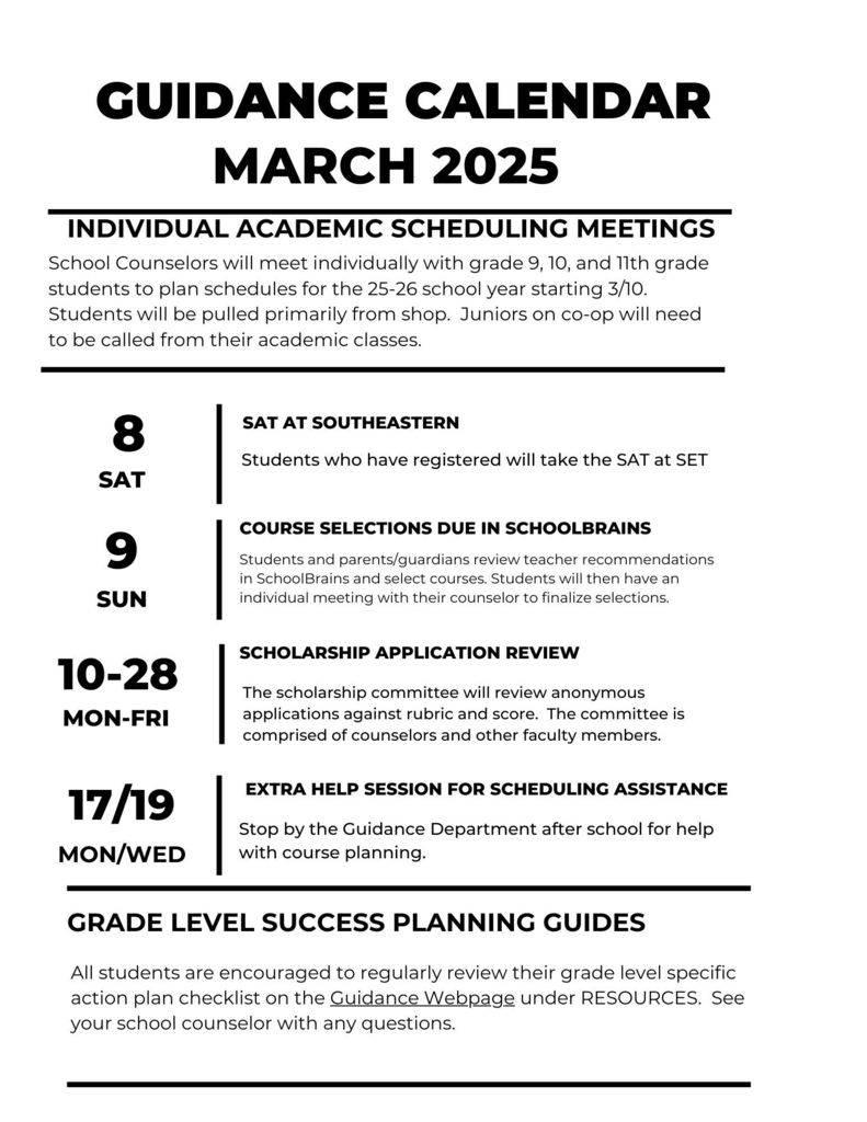 March Guidance Calendar