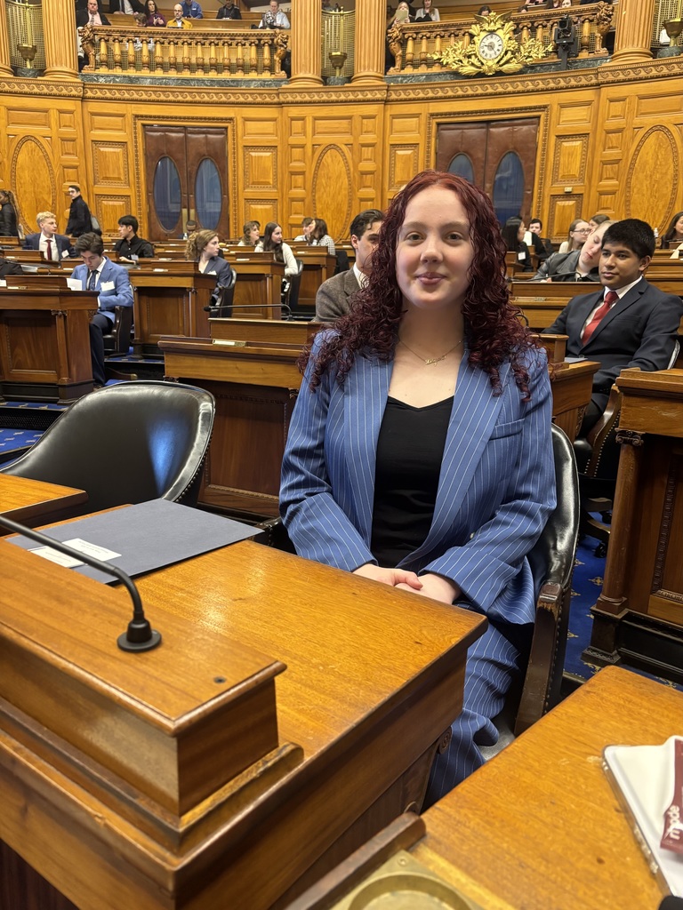 Student sitting in the Massachusetts House of Representatives 