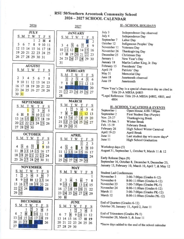 school calendar