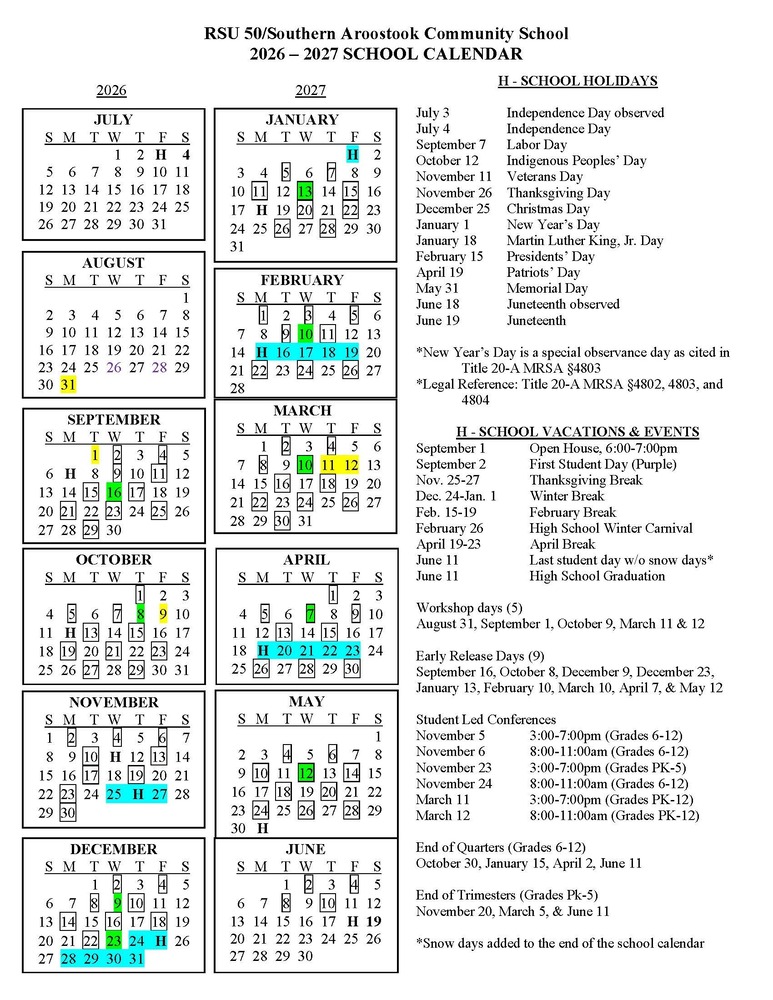 school calendar