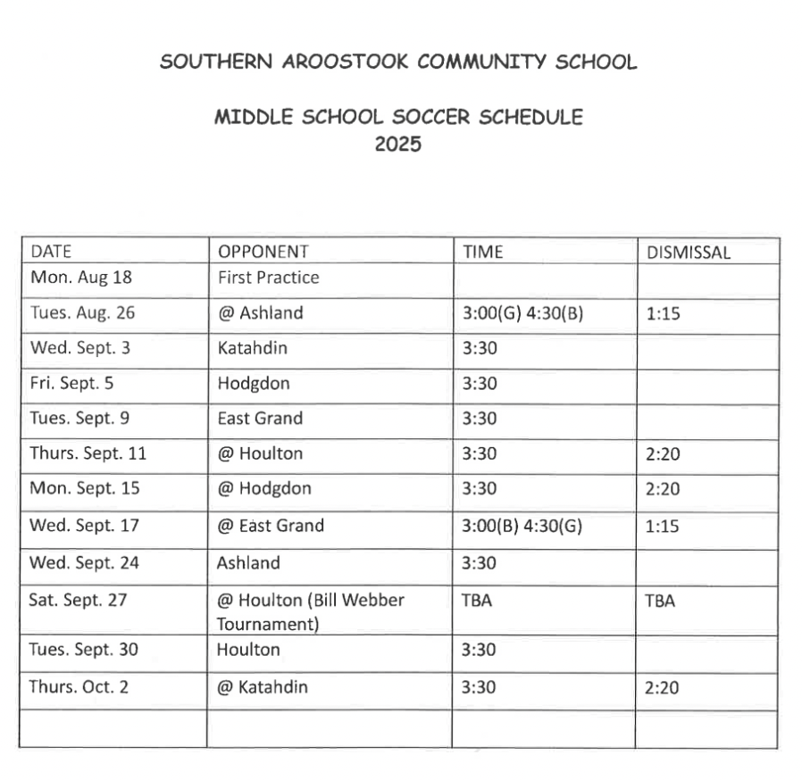 soccer schedule