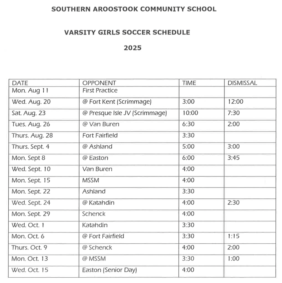 soccer schedule