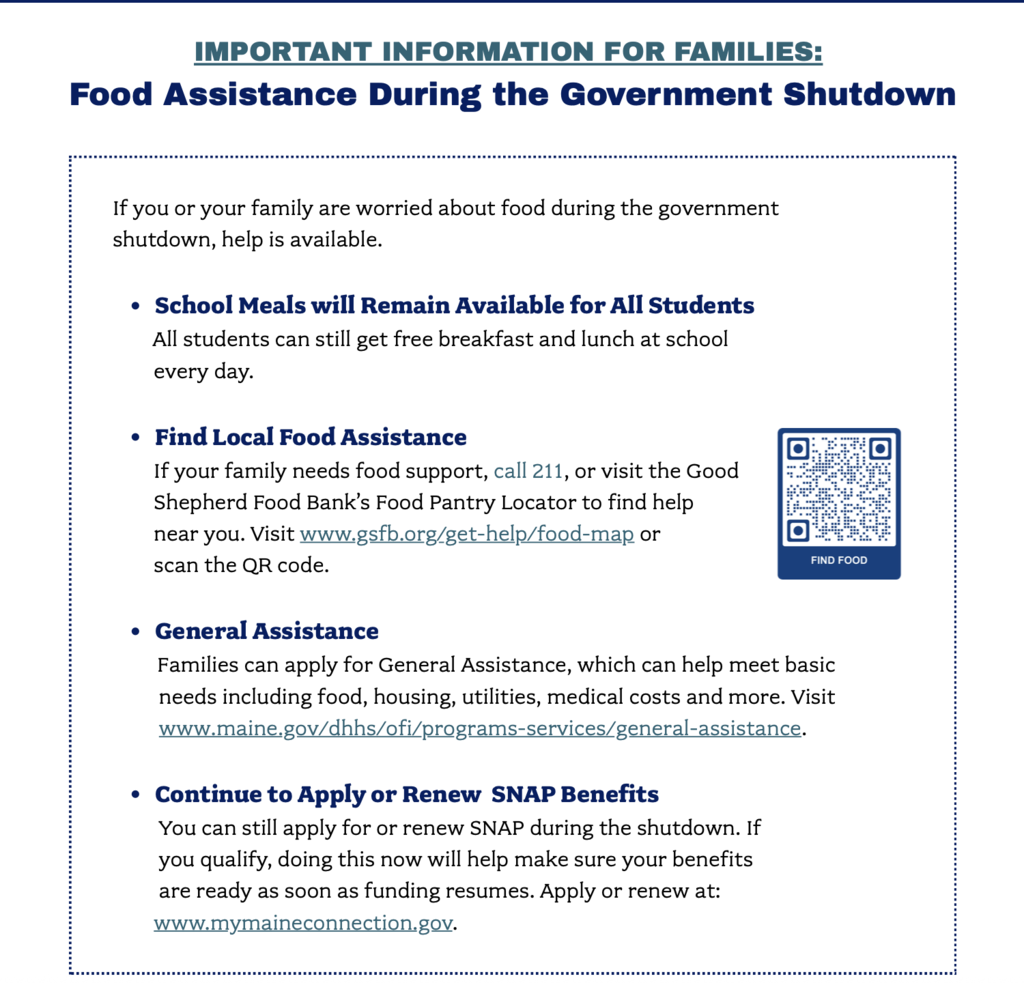 flyer about food assistance