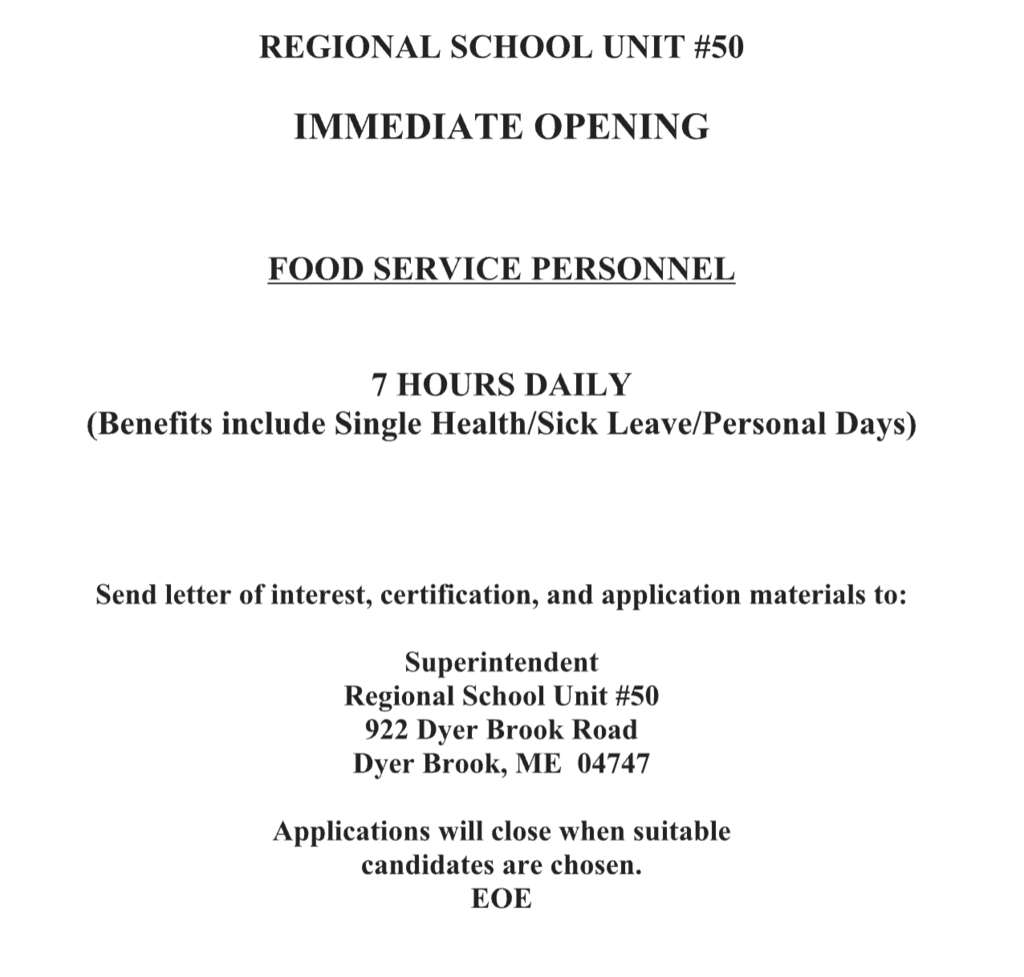 food service opening