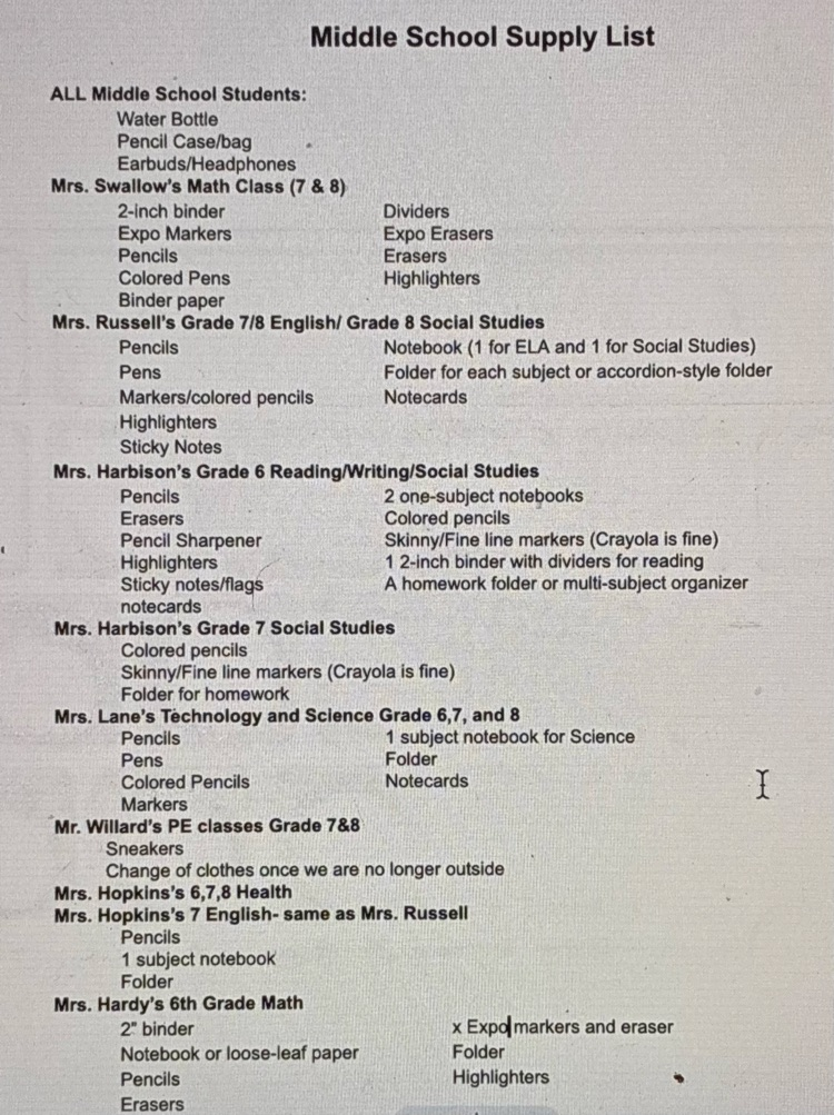 25-26 MS supply list