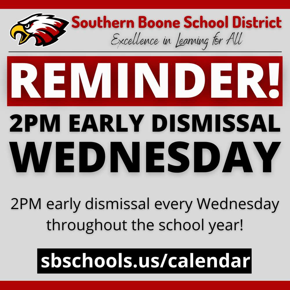 2PM Early Dismissal Wednesday
