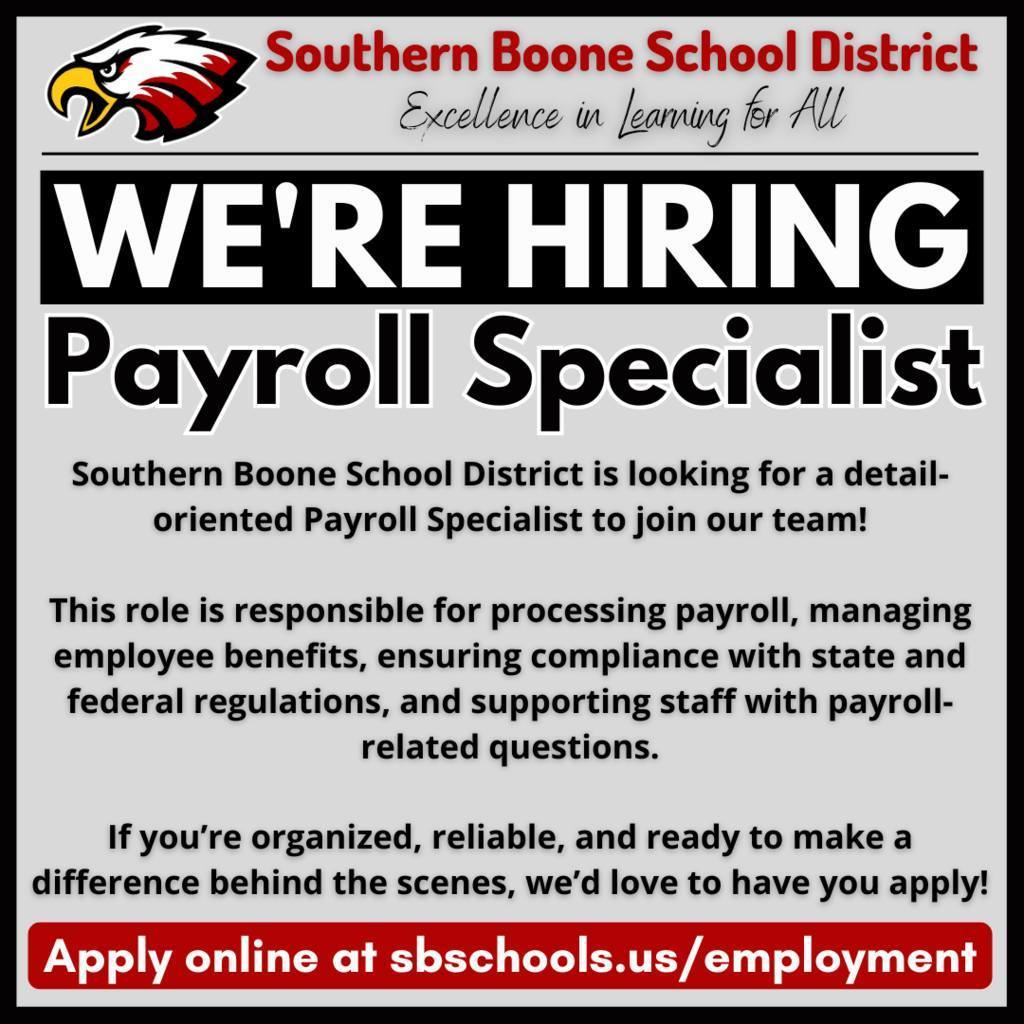 Payroll Specialist Job Opening Graphic