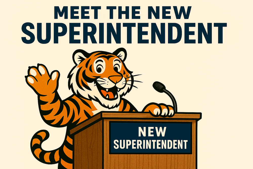 Tiger at a podium