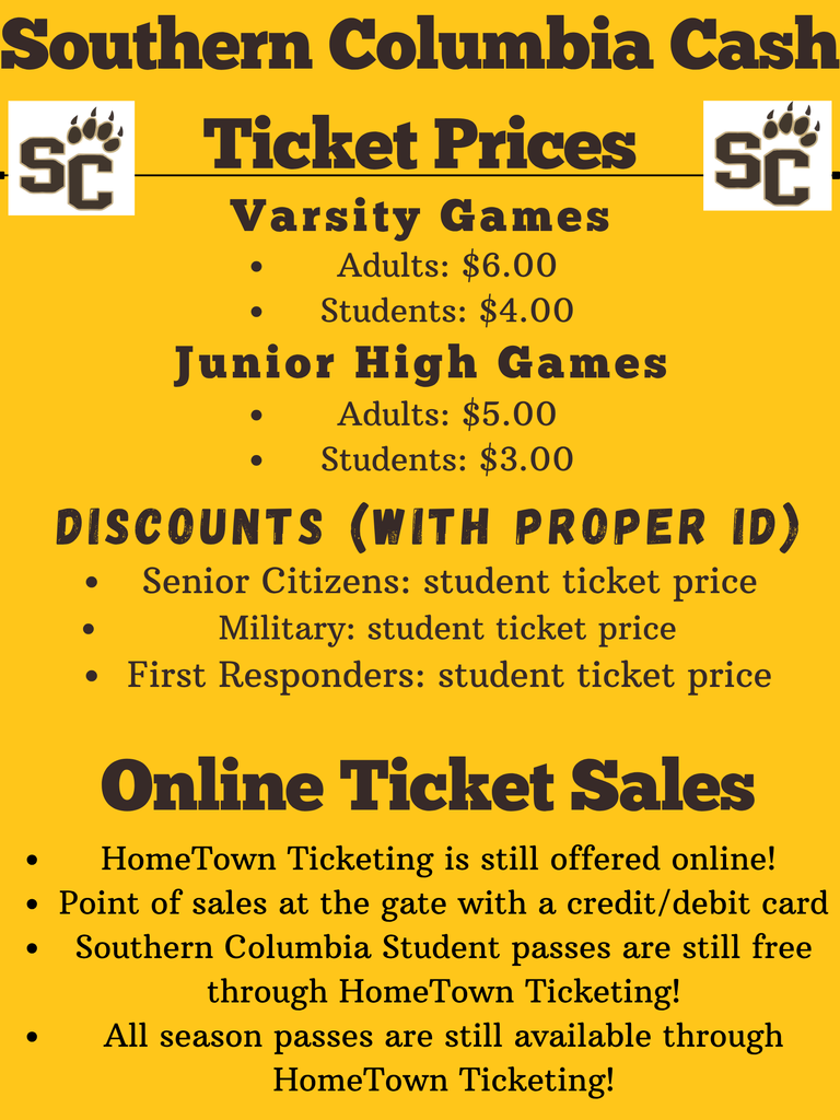 Southern Columbia Ticket Prices