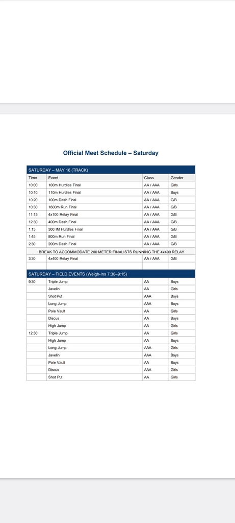 schedule