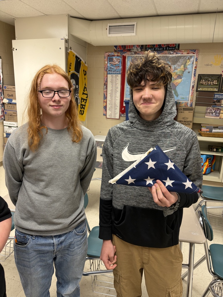 Students in Miss Hoffman’s Civics & American Government classes practiced proper flag folding and etiquette yesterday, gaining hands-on experience in demonstrating respect and understanding of national traditions.