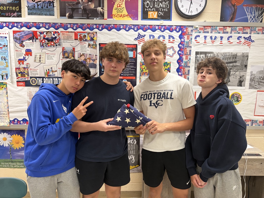 Students in Miss Hoffman’s Civics & American Government classes practiced proper flag folding and etiquette yesterday, gaining hands-on experience in demonstrating respect and understanding of national traditions.